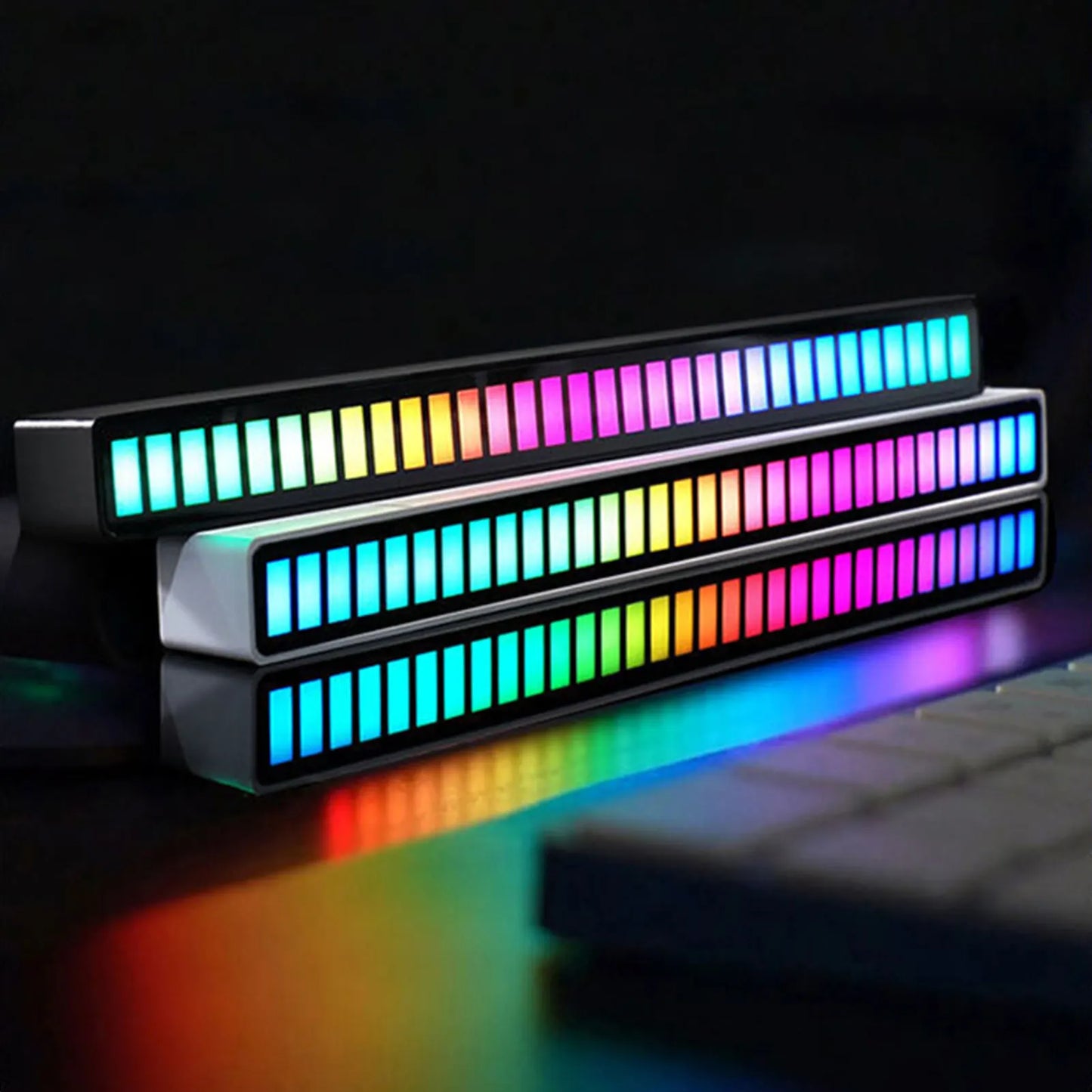 LED Strip Rhythm Light RGB Rechargeable Music Sound Control Lamp Pick Up Voice Activated Color Bar Room Ambient Light